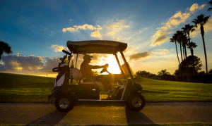 Man driving a golf cart on Sanibel Island