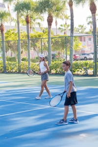 Playing tennis at a hotel on Sanibel Island