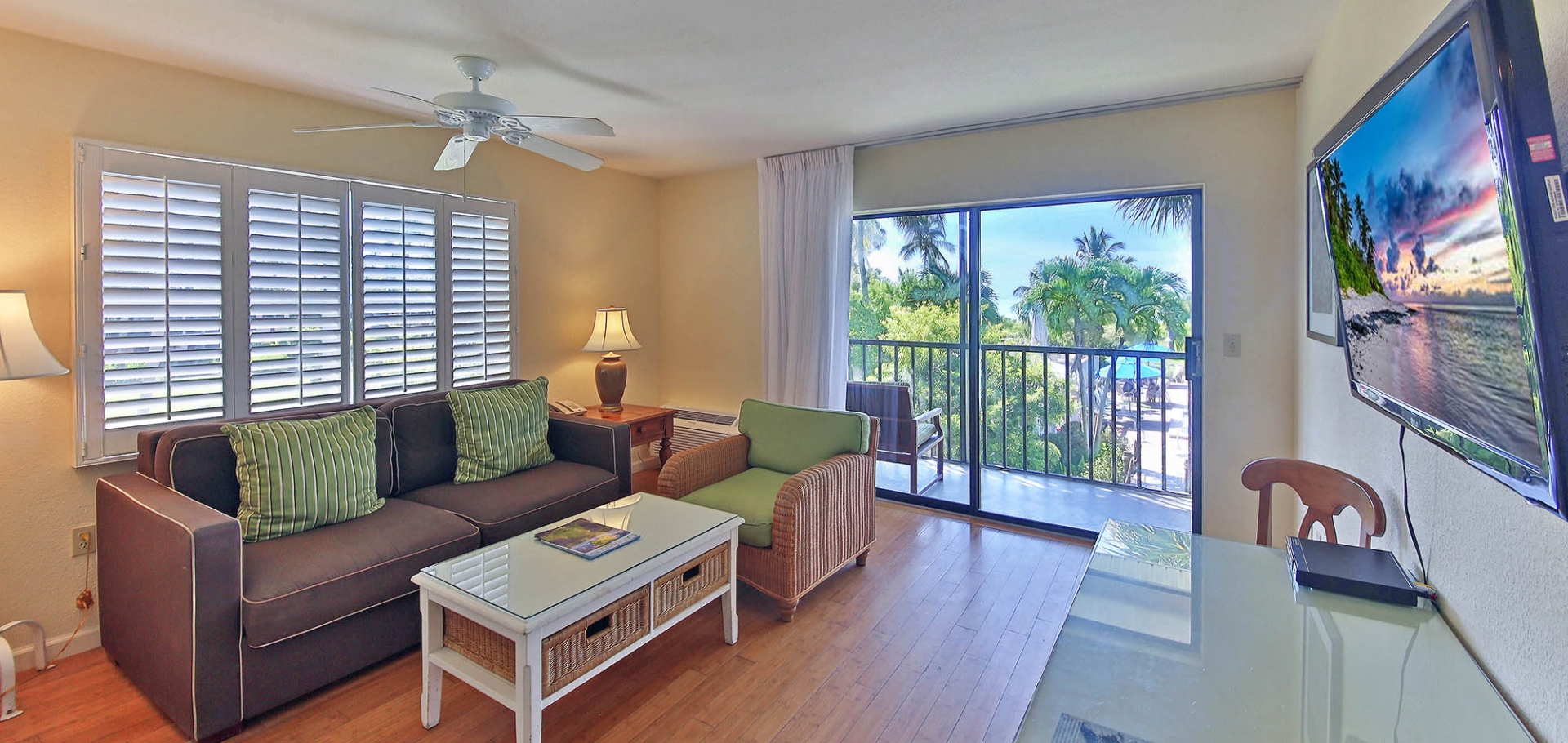 Sanibel Inn living area and balcony view