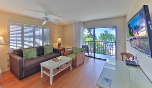 Sanibel Inn living area and balcony view